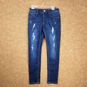 ZLZ Men Jeans 30x32 Distressed Blue Denim Stretch Slim Pockets Streetwear Urban